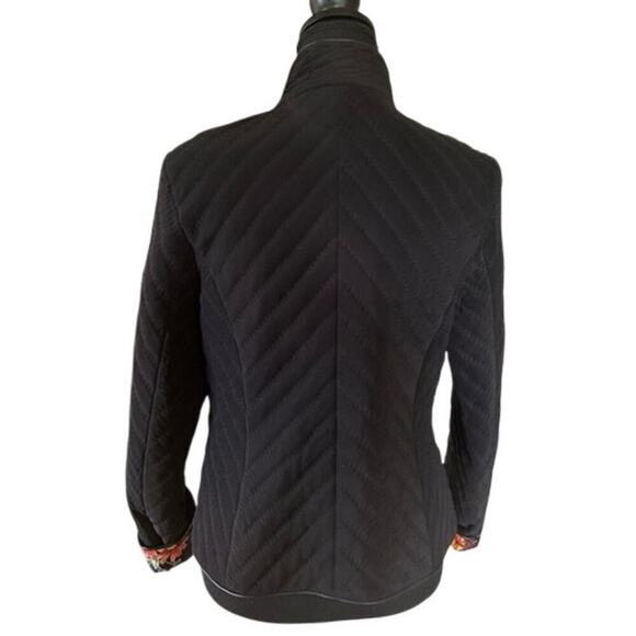 Bellagioseta Black Quilted Jacket Women’s Small Made in Italy Floral Lining - Picture 3 of 6